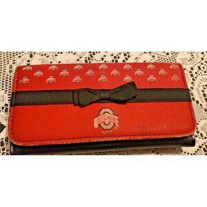 Ohio State Buckeyes Leather Checkbook Wallet Vintage OSU Red Black